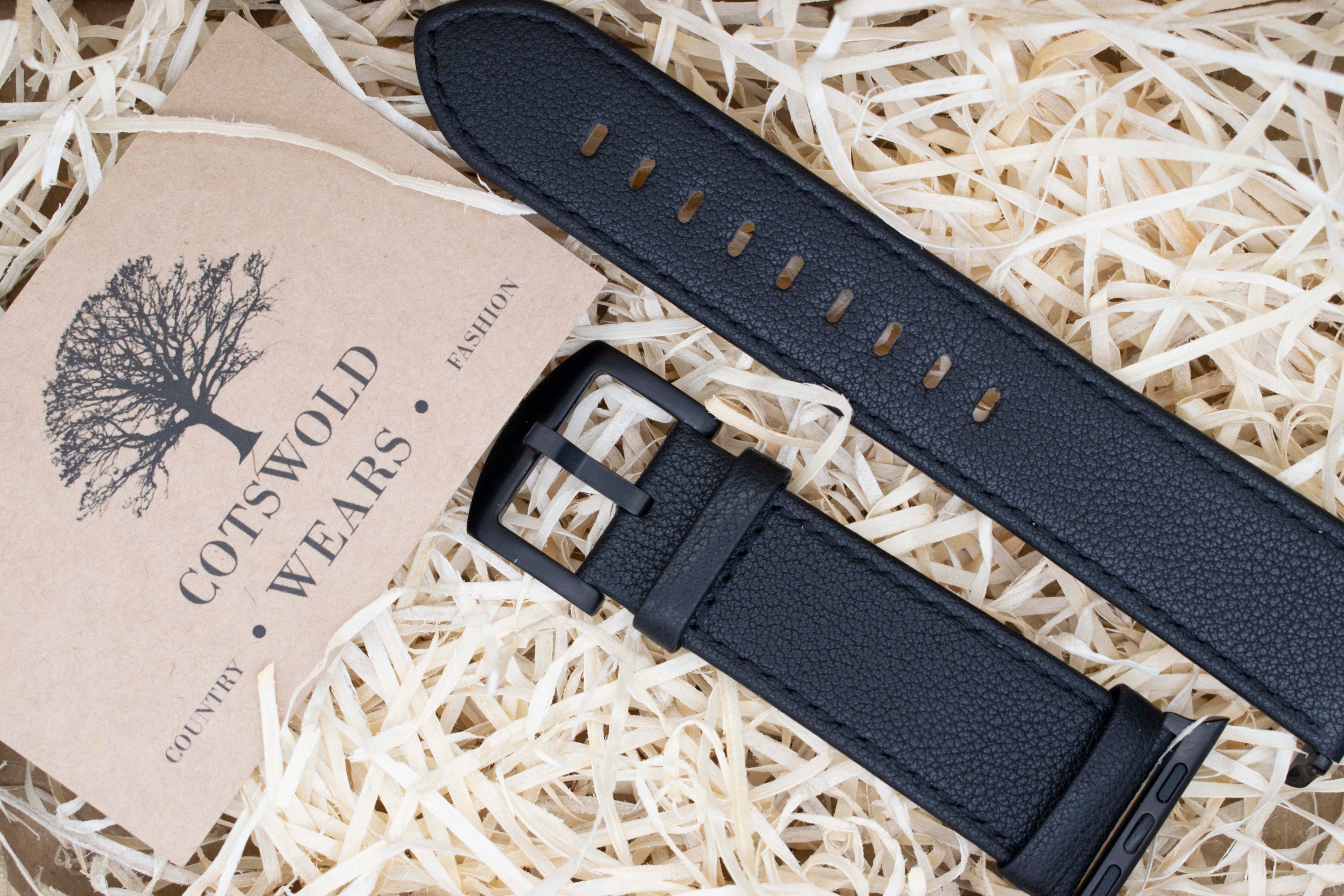 Personalised Black Leather Apple Watch Strap / 38mm 40mm 41mm Etsy UK