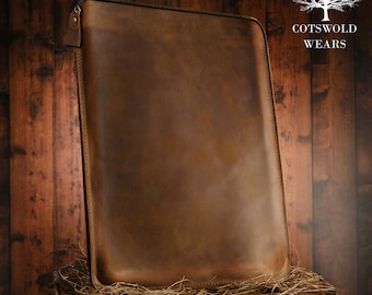 Personalised Leather Laptop Case 13&quot; 14&quot; 15&quot; 16&quot;/ Notebook Tablet Case with Zipper / Apple HP Dell Lenovo Asus Samsung LG Microsoft