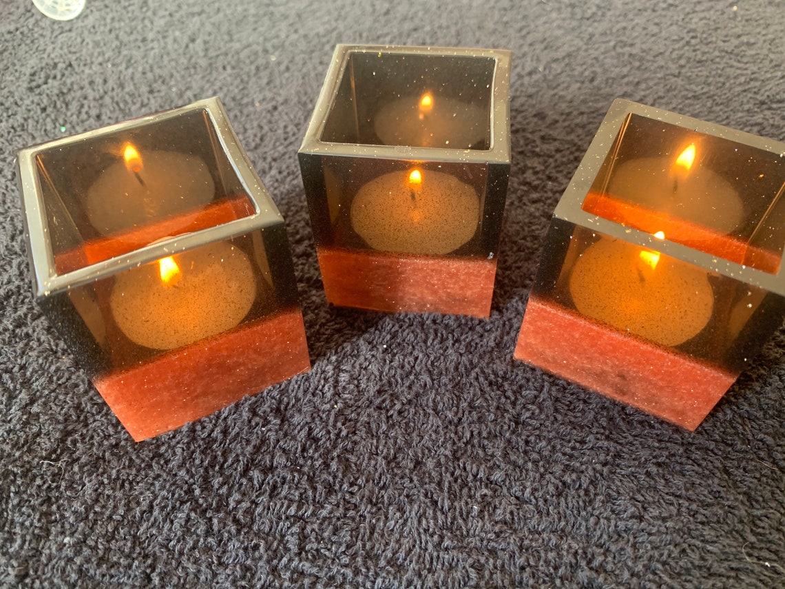 Resin candle holders Etsy