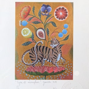 Petite reproduction Tigre et nénuphar