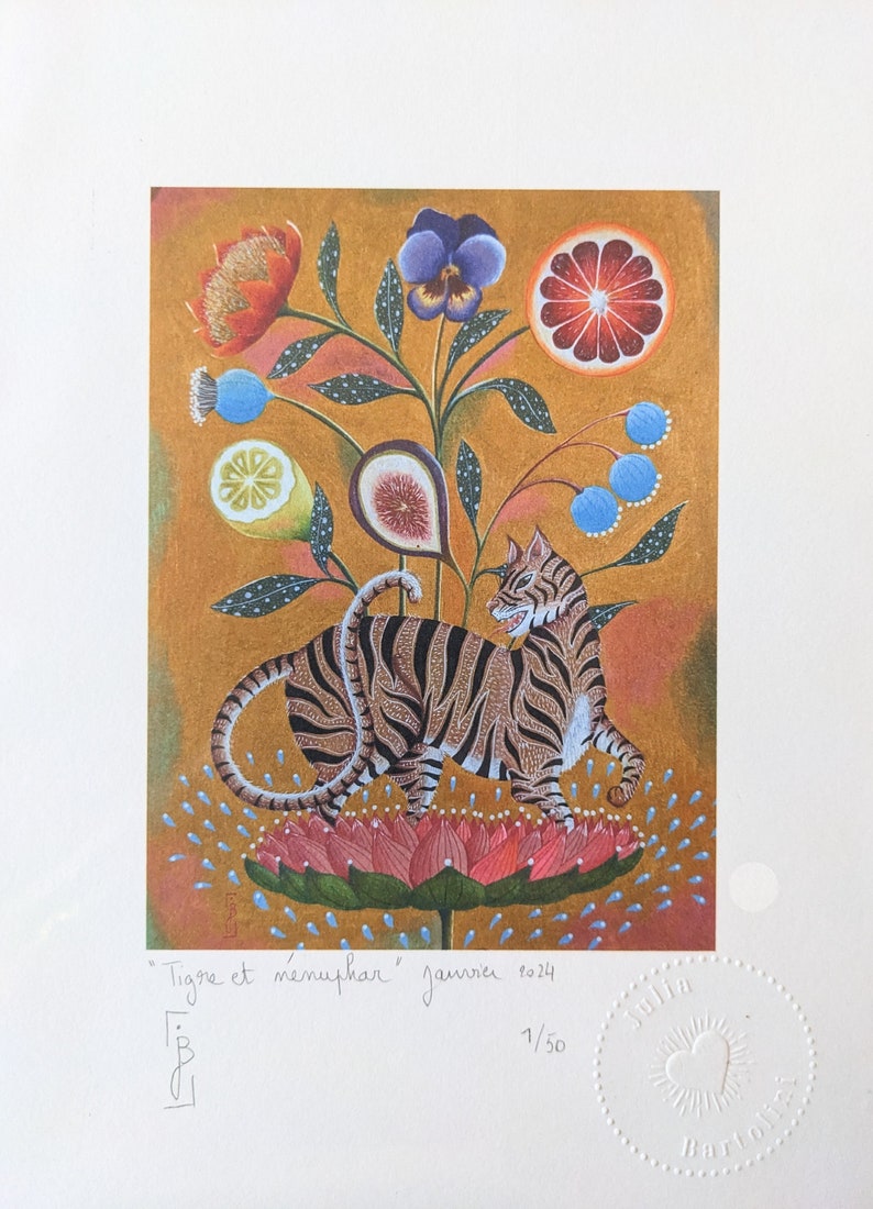 Petite reproduction Tigre et nénuphar