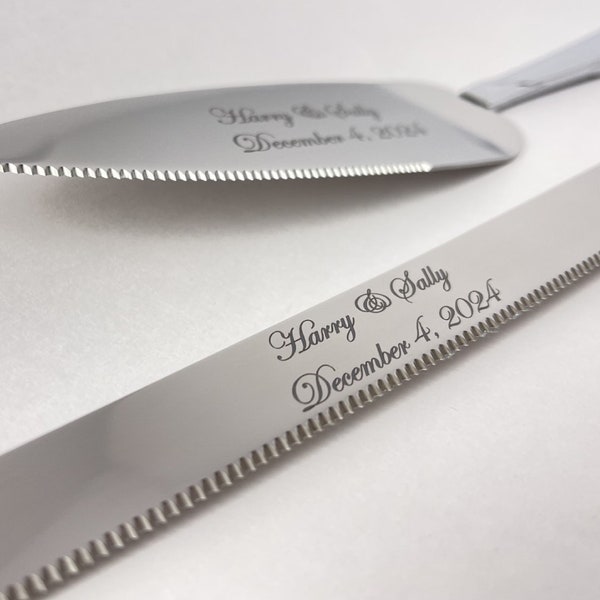 Personalized Crystal Hearts Wedding Cake Knife and Server Set | Elegant Bridal Pastry Knife | Marriage Gift | Luxurious Dessert Silverware