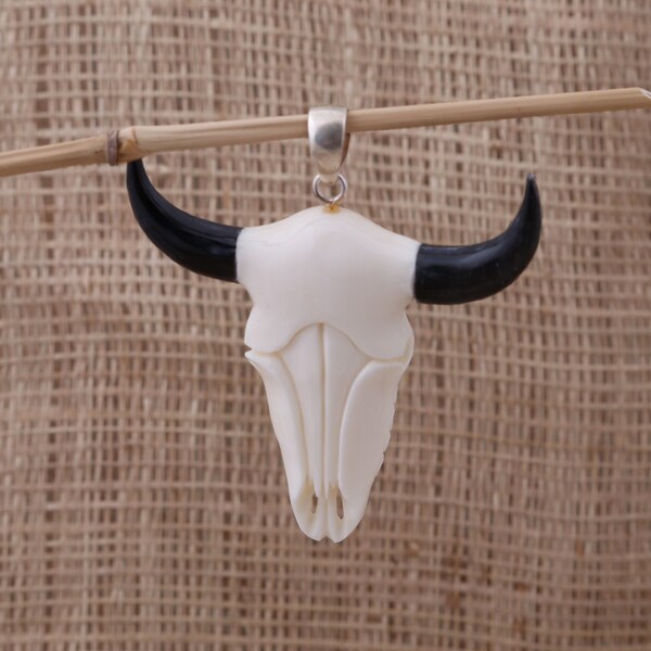 Simple Bison Bone Pendant, Bali Bone Carving Jewelry, B39