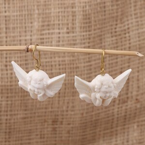 Baby Angel Bone Earrings, Bone Carving, Handcarved Earrings, Handmade Jewelry, Bone Accessories, Bali Jewelry, B96