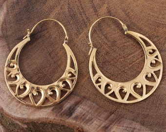 Bree Hoop Earrings, Brass Earrings Jewelry, B63