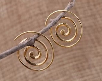 Small Spiral Earrings, Brass Earrings, B62