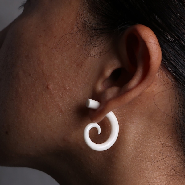 Small G Taper Bone Fake Gauge Earrings, B01