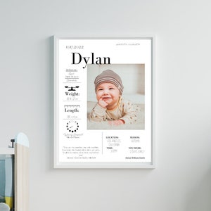 Personalizable Birth Stat Poster template PDF Download