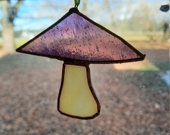 Handmade Stained Glass Mushroom (Purple)