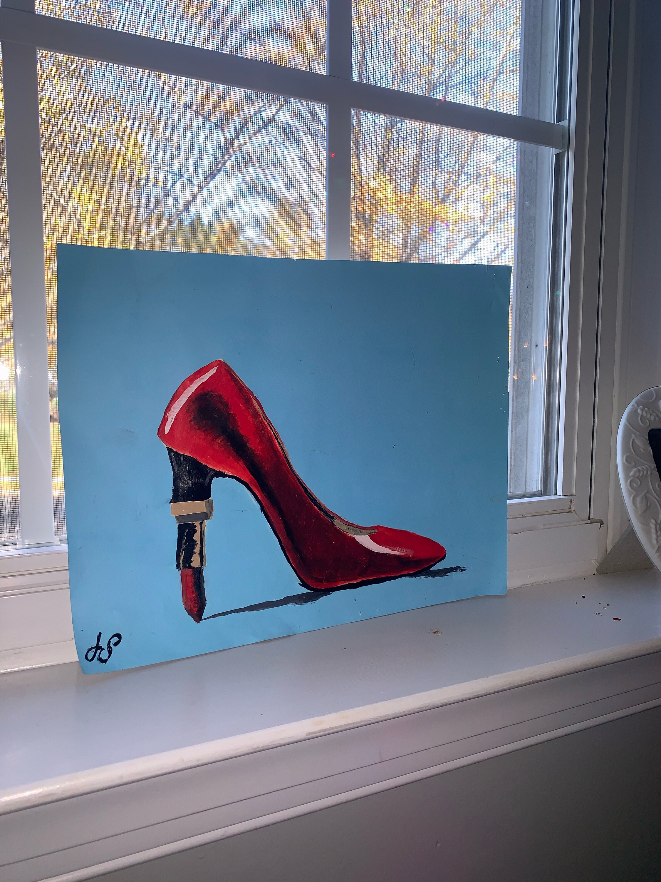 high heel shoe painting