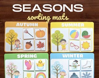 Four Seasons sorting mats for toddlers, preschool, homeschool