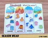 Season wear busy book printable pdf page, toddler, prechool, homeschool, adapted learning binder page