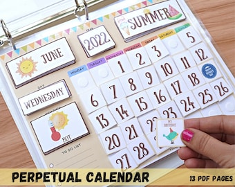 Perpetual calendar, Montessori printable calendar, Classroom calendar,  Homeschool or classroom wall calendar