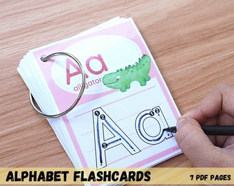 Cartões de alfabeto para traçar letras maiúsculas e minúsculas