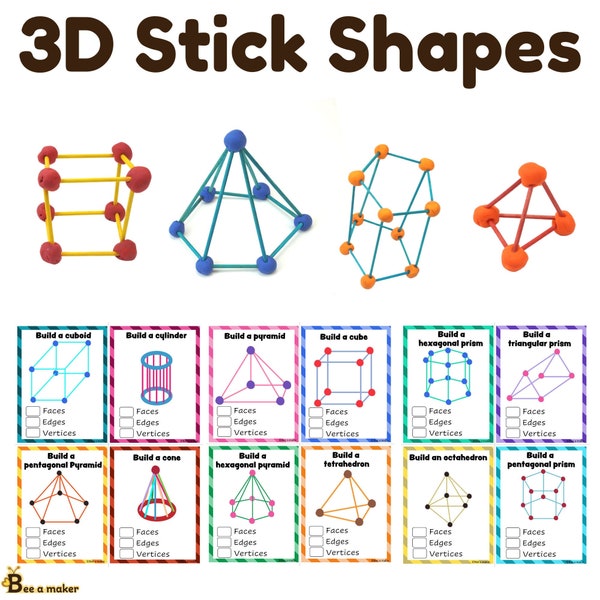 3d Stick da forma a tarjetas de tareas STEM para bolsas ocupadas, preescolar, autismo, escuela en casa, actividad Montessori
