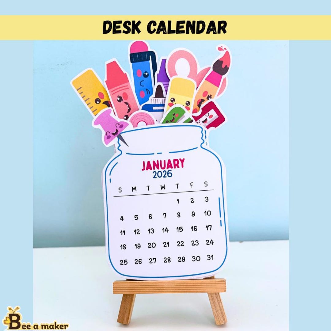 Stationery Desk Calendar 2026 Pdf - Etsy