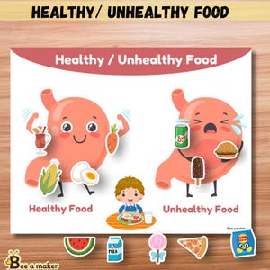 Healthy & Unhealthy Food Sorting Busy Book Page | Nutrition Activity for Toddlers | Preschool Learning Printable | A4 and Letter Size