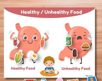 Healthy & Unhealthy Food Sorting Busy Book Page | Nutrition Activity for Toddlers | Preschool Learning Printable | A4 and Letter Size
