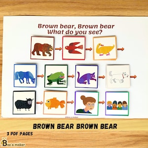Ours brun, ours brun, Eric Carle, page chargée de livre