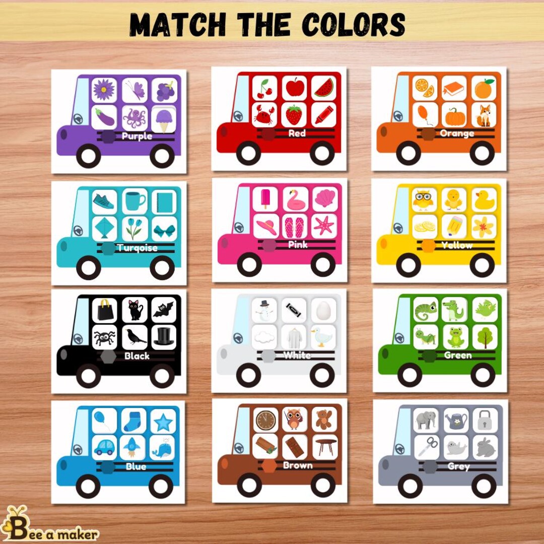 Color Bus Sorting Game School Bus Color Sorting Back to School Activity for Toddlers - Etsy
