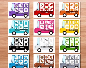 School bus color sorting back to school activity for toddlers