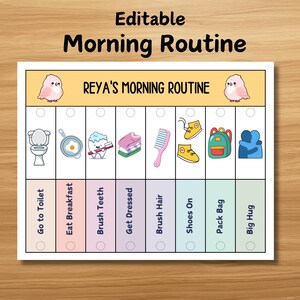 Kids Routine Flip Chart Editable Printable, Morning, Afternoon, Evening ...