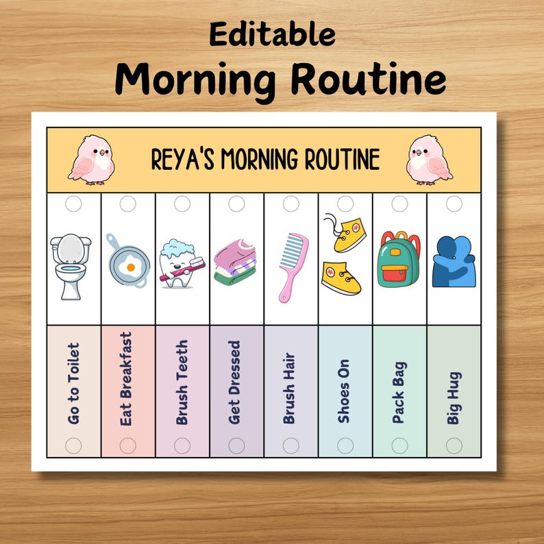 Kids Routine Flip Chart Editable Printable, Morning, Afternoon, Evening ...