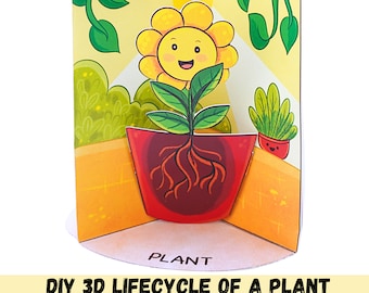 Plant Lifecycle printable pdf 3d craft, Toddler, Preschool, Home school, Montessori, Autism