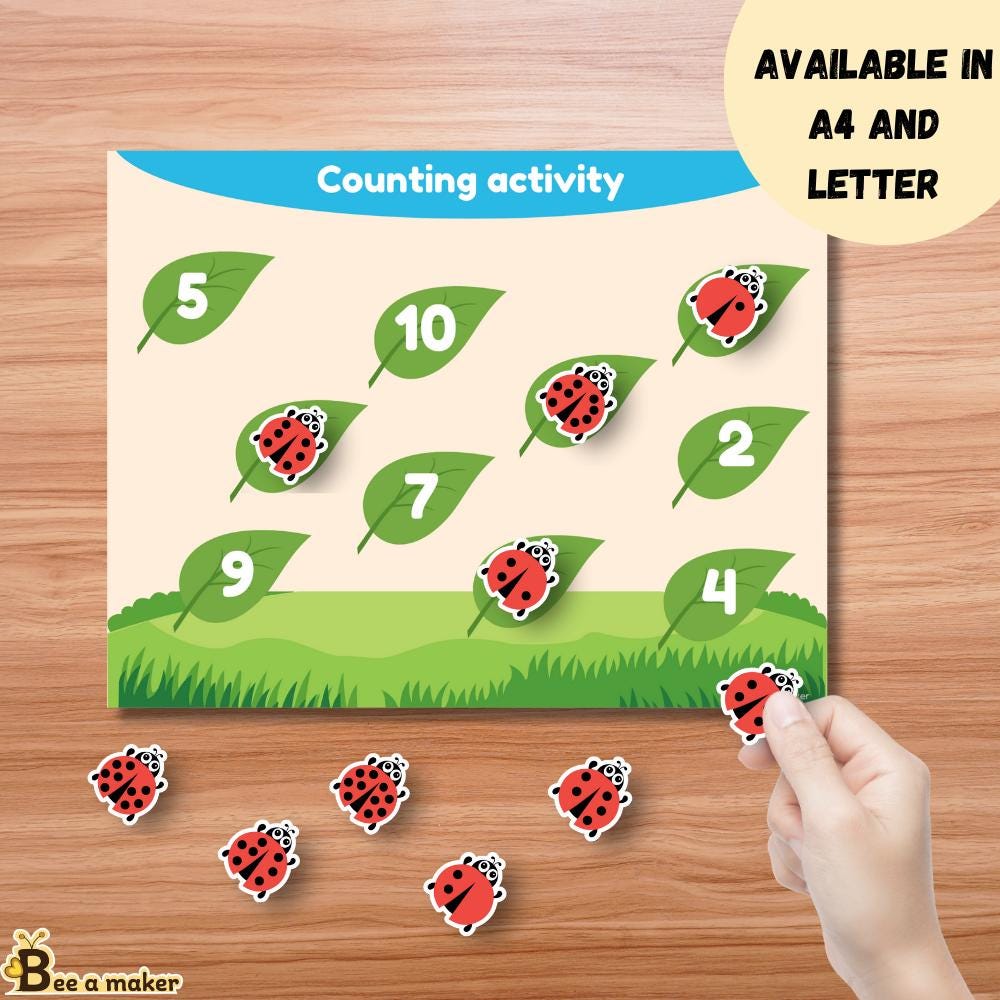 Counting Activity Busy Book Page | Ladybug Number Match | Montessori ...
