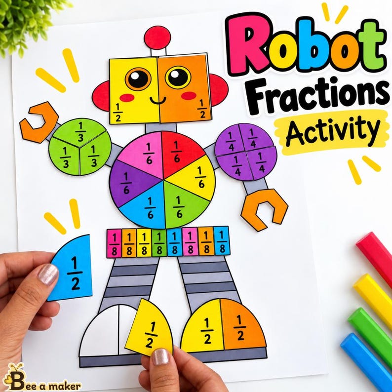 Buy Robot Fractions Activity – Fun Math Printable Online in India - Etsy