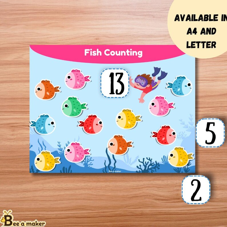 Fish Counting 1-20 Printable Busy Book Activity | Ocean Theme Numbers ...
