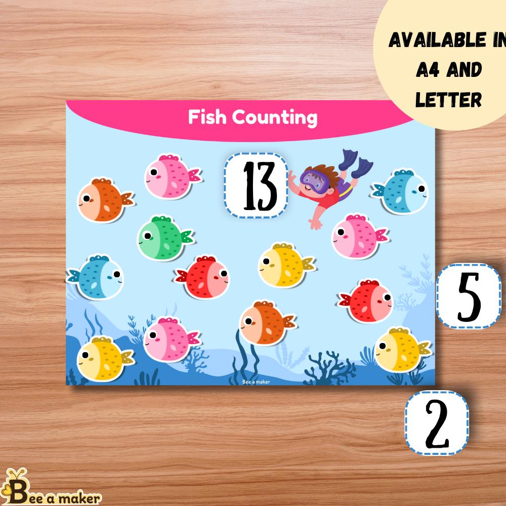 Fish Counting 1-20 Printable Busy Book Activity | Ocean Theme Numbers ...