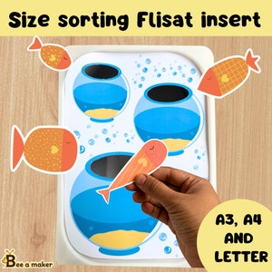 Size sorting fish tank flisat insert or trofast insert