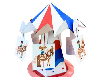 Printable Carousel STEM Activity – DIY Paper Engineering Craft for Kids | Fine Motor Skills | Printable PDF