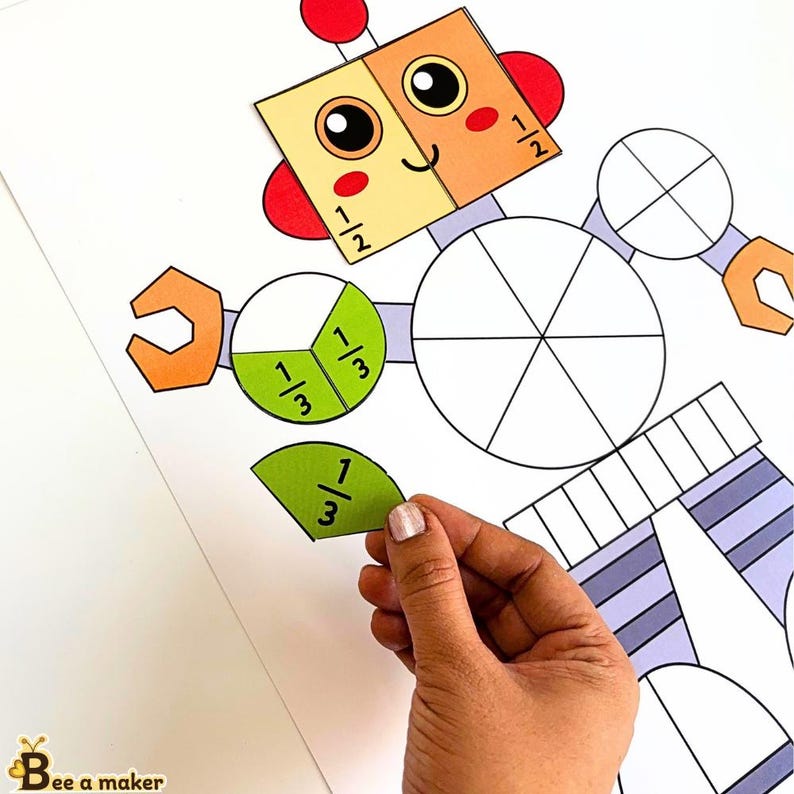 Buy Robot Fractions Activity – Fun Math Printable Online in India - Etsy