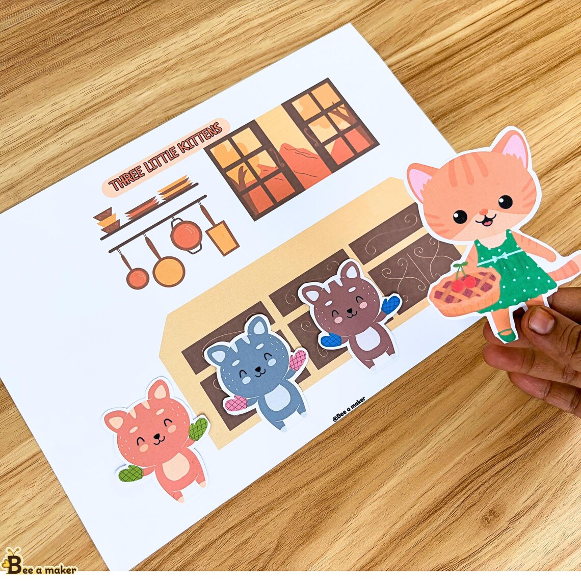 Three Little Kittens Nursery Rhyme Busy Book Page for Toddlers and ...