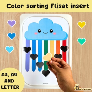 Rainbow color sorting flisat or trofast insert toddler activity