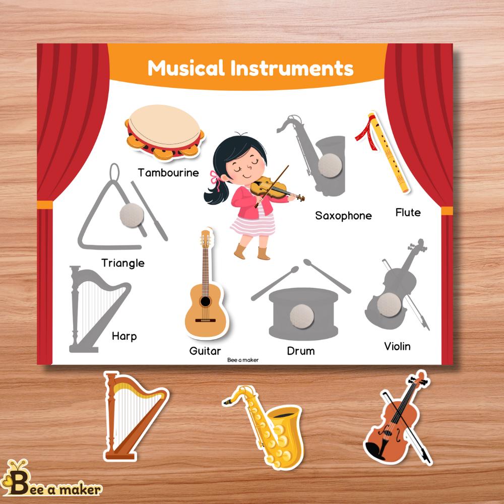 Busy Book Musical Instruments Printable | Montessori Learning Activity ...