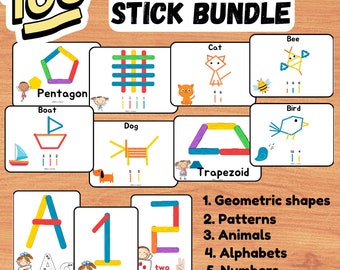 Popsicle Stick Flash Card Bundle(shapes, Alphabet, Numbers