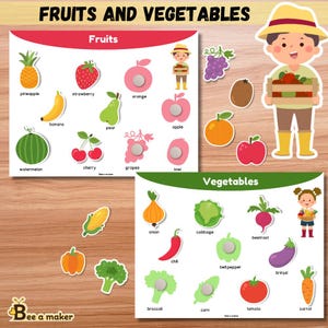 Fruits and Vegetables Busy Book Printable | Montessori Learning Activity for Kids
