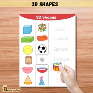 3D Shapes Busy Book Printable | Montessori Math Activity for Kids | Shape Matching Game | Preschool & Kindergarten Learning PDF