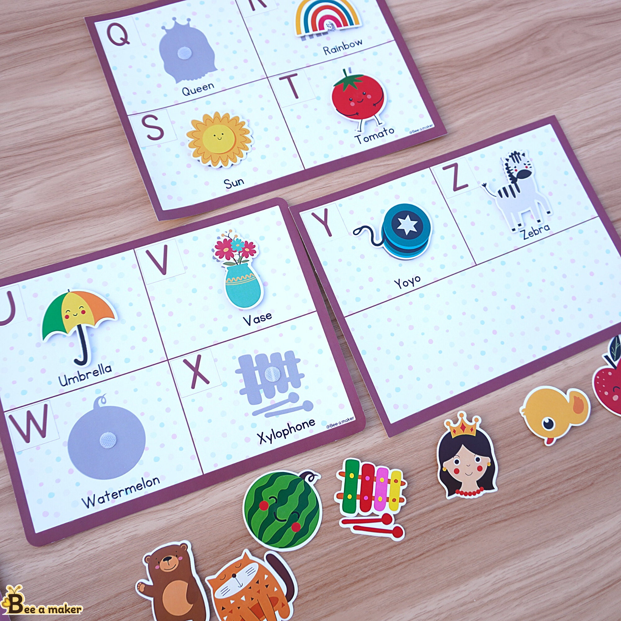 Alphabet Picture Matching Busy Book Printable Pages, Toddler ...