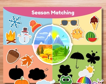 Season Matching Busy Book Page | Learn the 4 Seasons | Preschool Weather Activity | Montessori Printable for Toddlers | A4 & Letter