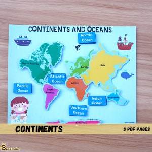 Continents, World map