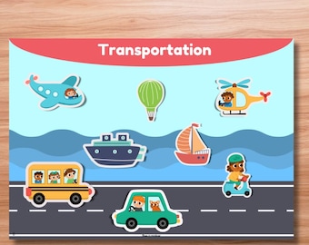 Página de libro de actividades sobre transporte / Actividades imprimibles para niños pequeños / Carpeta de aprendizaje preescolar / Tamaños A4 y carta de EE. UU.