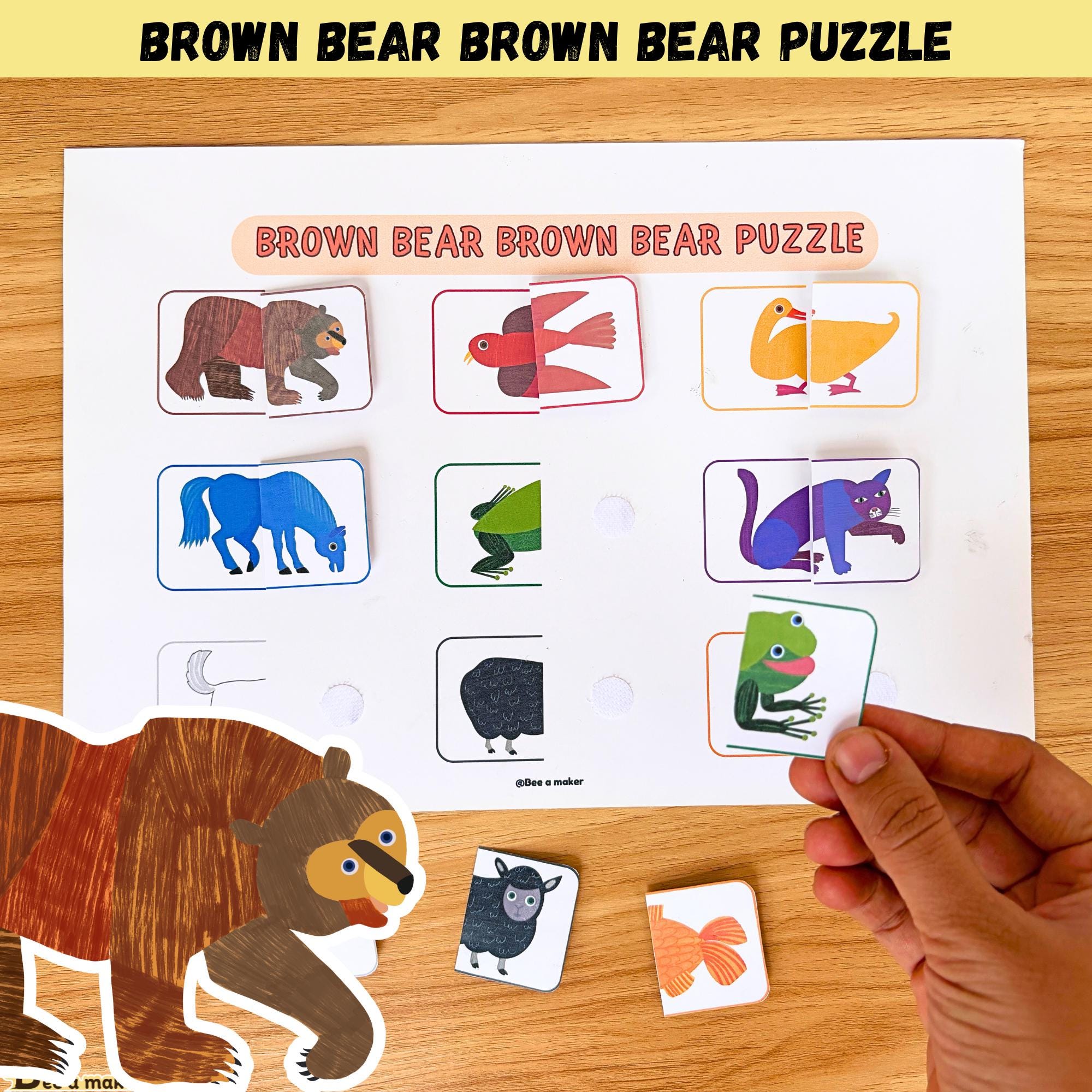 Brown Bear Brown Bear Puzzle Activity, Inspired From Eric Carle - Etsy