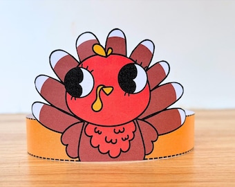 Thanksgiving Paper Craft Turkey Headband Template printable