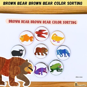 Brown Bear, Brown Bear color sorting activity busy book page pdf