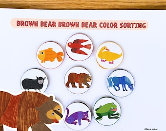 Brown Bear Color Sorting Activity, Busy Book Page (PDF)