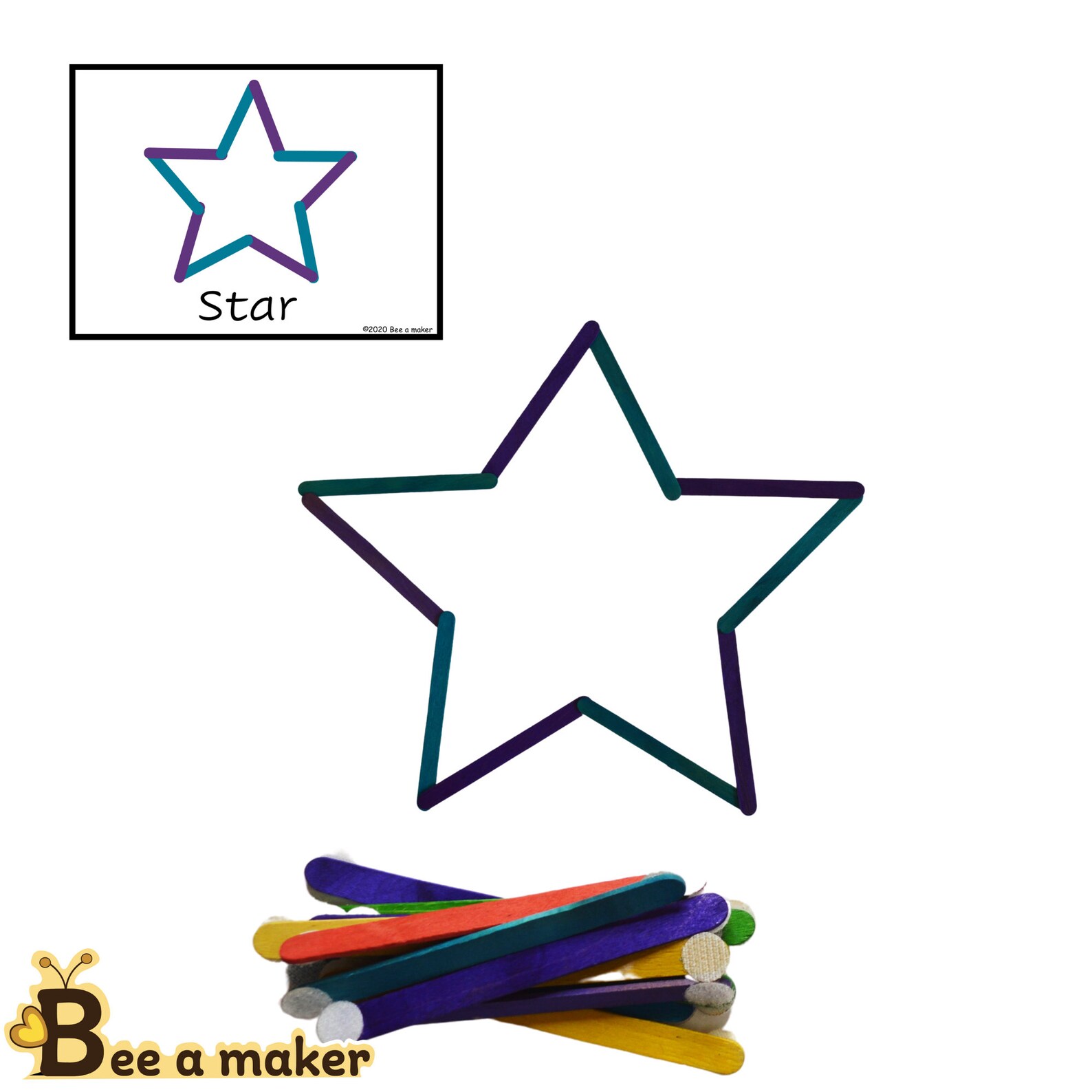 Popsicle Stick Shapes Task Cards - Etsy